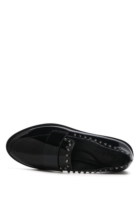 Emigliano - Shiny Black Penny Loafers for women