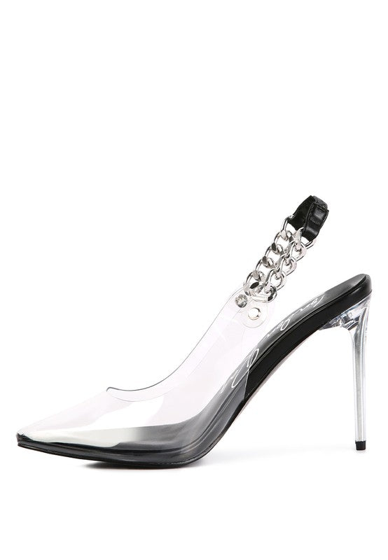 GODDESS HEELED CLEAR CHAIN SLINGBACK Pumps for women - Ashour Shoes