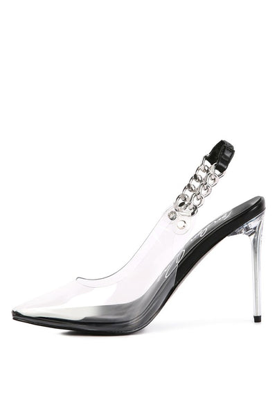GODDESS HEELED CLEAR CHAIN SLINGBACK Pumps for women