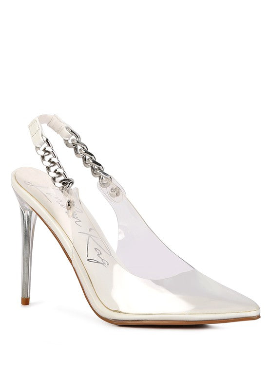 GODDESS HEELED CLEAR CHAIN SLINGBACK Pumps for women - Ashour Shoes