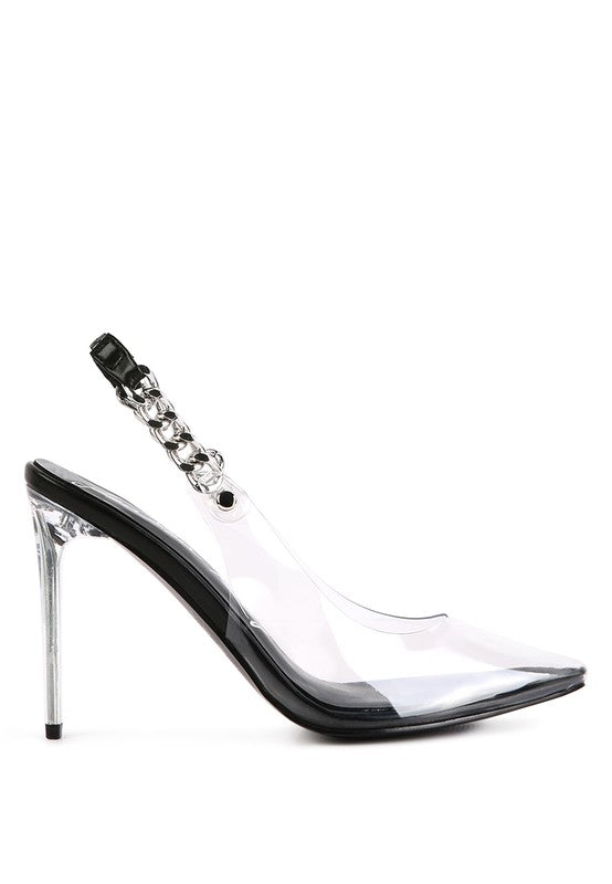 GODDESS HEELED CLEAR CHAIN SLINGBACK Pumps for women - Ashour Shoes