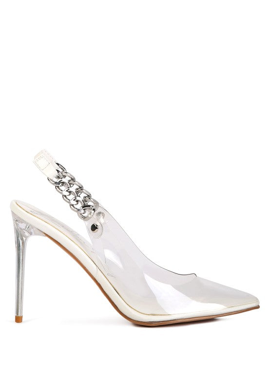 GODDESS HEELED CLEAR CHAIN SLINGBACK Pumps for women - Ashour Shoes