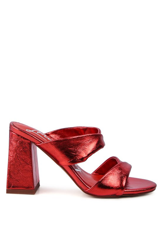 Red MESS - Red HIGH HEELED BLOCK SANDALs for women