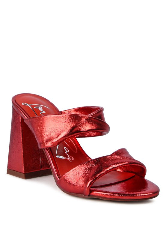 Red MESS - Red HIGH HEELED BLOCK SANDALs for women - Ashour Shoes