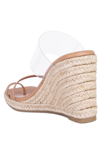 DRILLES - CLEAR TOE RING WEDGE SANDALS for women