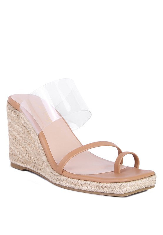 DRILLES - CLEAR TOE RING WEDGE SANDALS for women