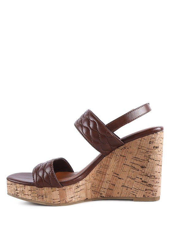 MOANA - QUILTED HIGH WEDGE HEEL SANDALS for women