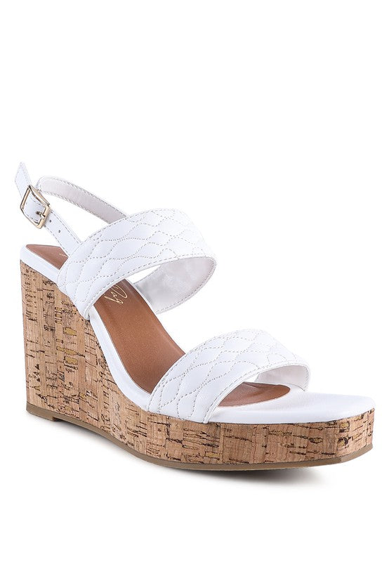 MOANA - QUILTED HIGH WEDGE HEEL SANDALS for women