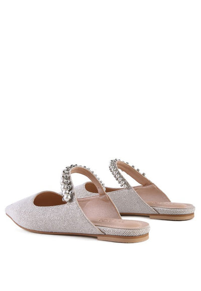 GEODE Mary Jane Cutout Embellished Mules For Women