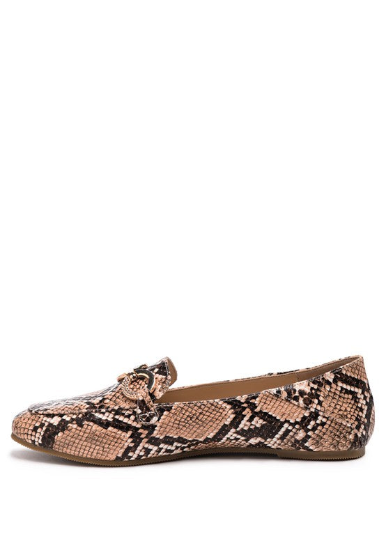 Londra - crocodile pattern TEXTURED METAL Buckle LOAFERS for women