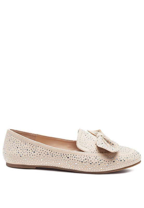 DROPS - EMBELLISHED CASUAL BOW Suede LOAFERS for women