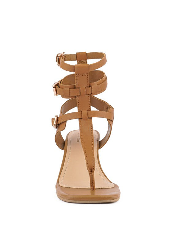NEREID Kitten Heel Cut Out Gladiator Sandals For Women