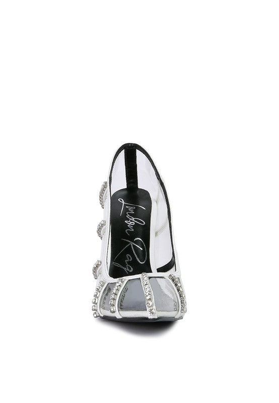 Diamonds - Clear High Heel Cage Pumps For women