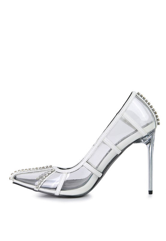 Diamonds - Clear High Heel Cage Pumps For women