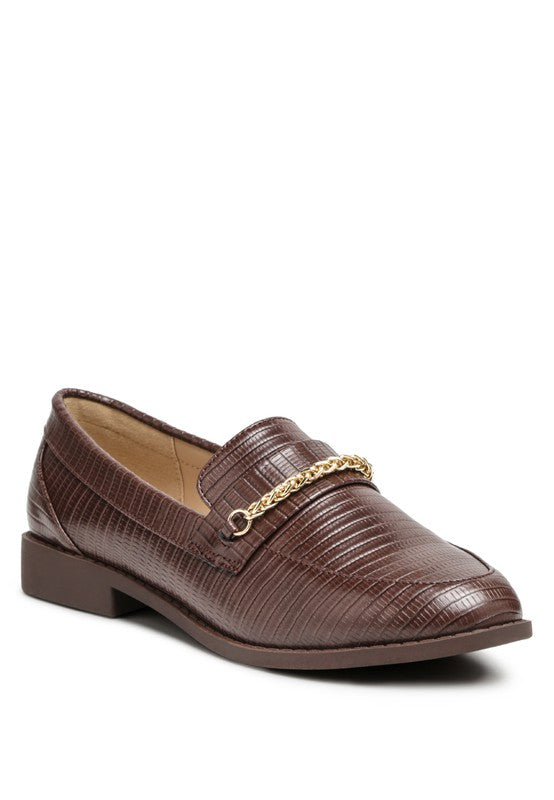 Vouze - Low Block Loafers for women Adorned With Golden Chain - Ashour Shoes