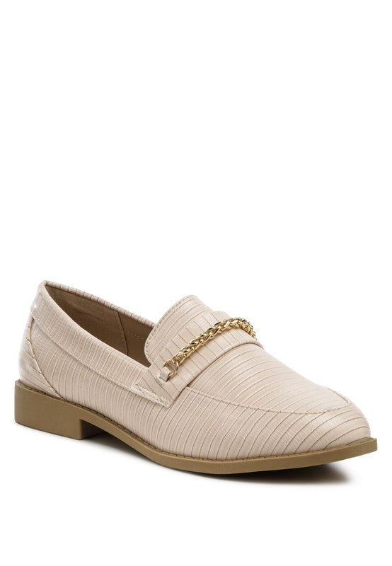 Vouze - Low Block Loafers for women Adorned With Golden Chain