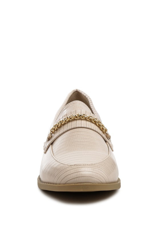 Vouze - Low Block Loafers for women Adorned With Golden Chain - Ashour Shoes