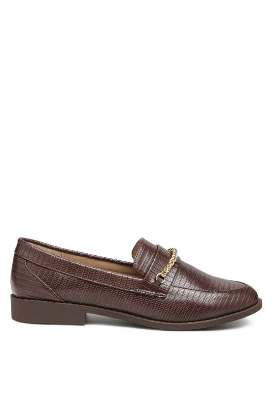 Vouze - Low Block Loafers for women Adorned With Golden Chain - Ashour Shoes