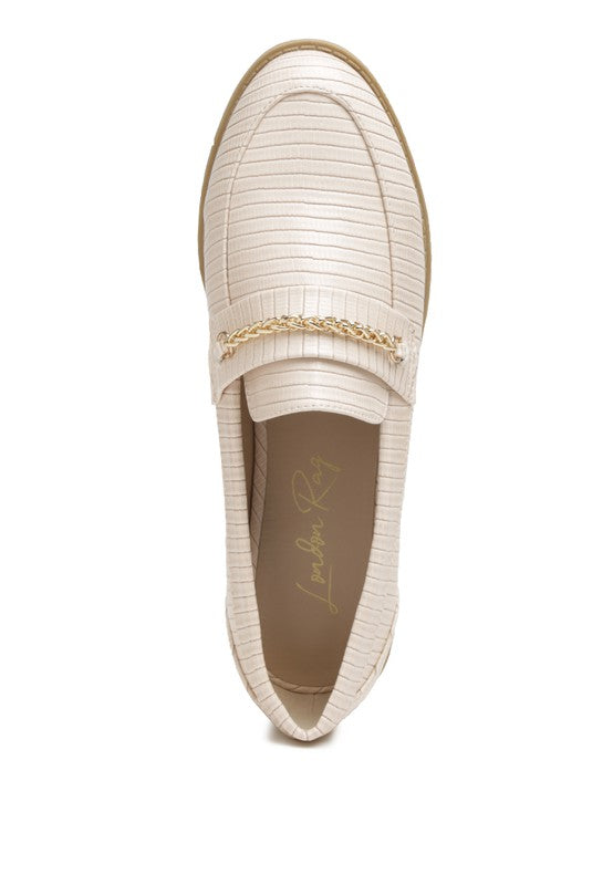 Vouze - Low Block Loafers for women Adorned With Golden Chain - Ashour Shoes