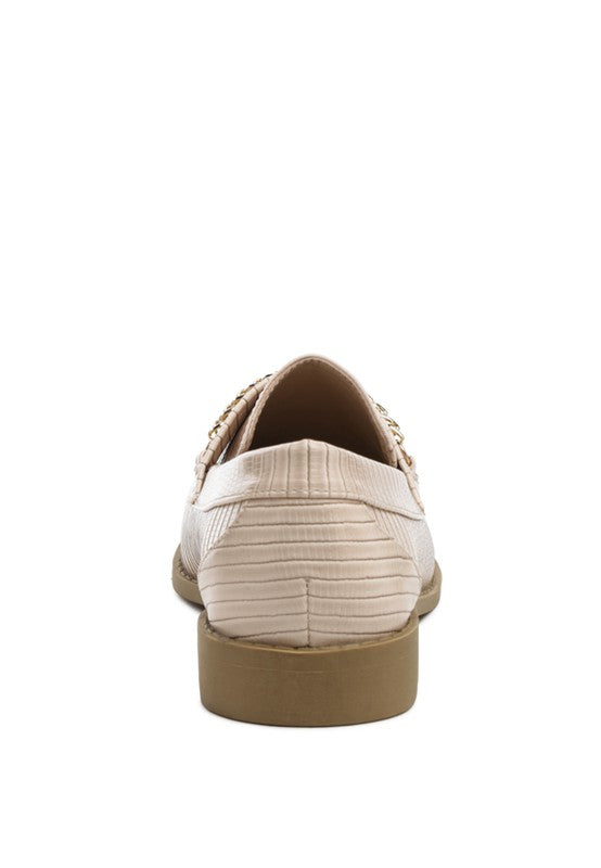 Vouze - Low Block Loafers for women Adorned With Golden Chain - Ashour Shoes