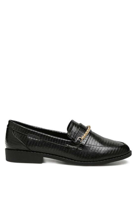 Vouze - Low Block Loafers for women Adorned With Golden Chain - Ashour Shoes