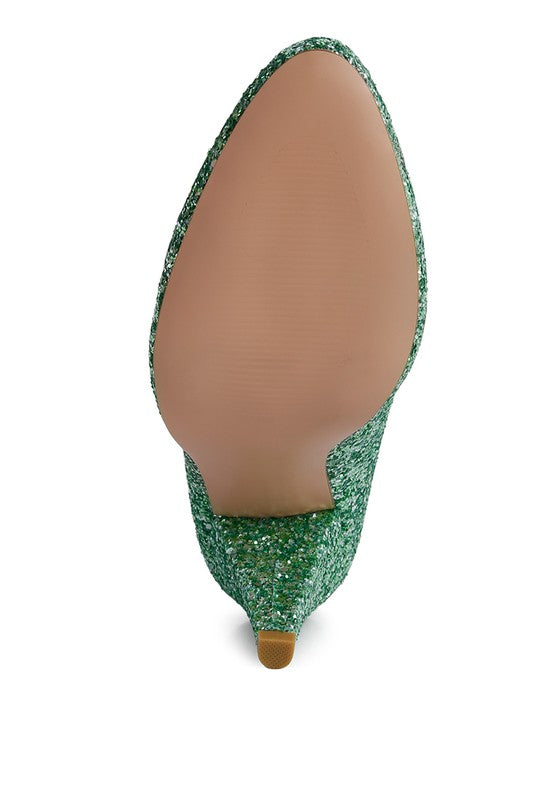 Sugar Plum - Glitter Conical Heel Pumps for women