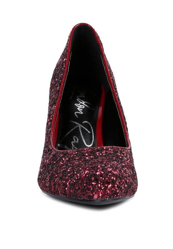 Sugar Plum - Glitter Conical Heel Pumps for women - Ashour Shoes