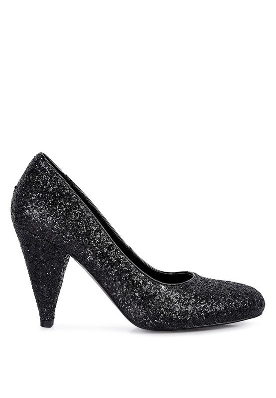 Sugar Plum - Glitter Conical Heel Pumps for women - Ashour Shoes