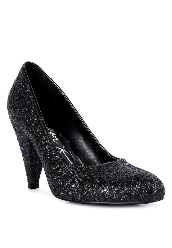 Sugar Plum - Glitter Conical Heel Pumps for women