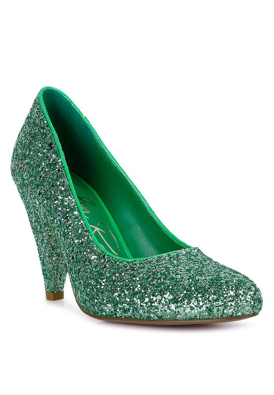 Sugar Plum - Glitter Conical Heel Pumps for women - Ashour Shoes