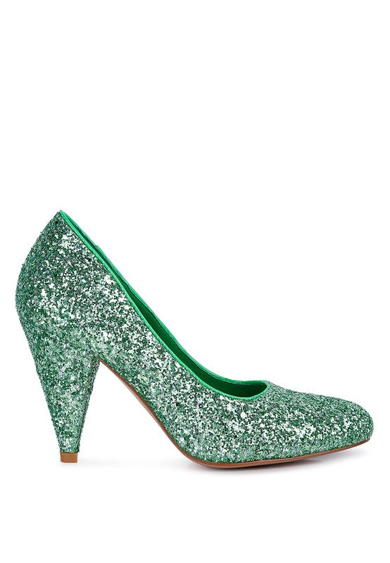 Sugar Plum - Glitter Conical Heel Pumps for women - Ashour Shoes