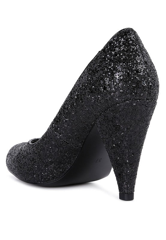 Sugar Plum - Glitter Conical Heel Pumps for women