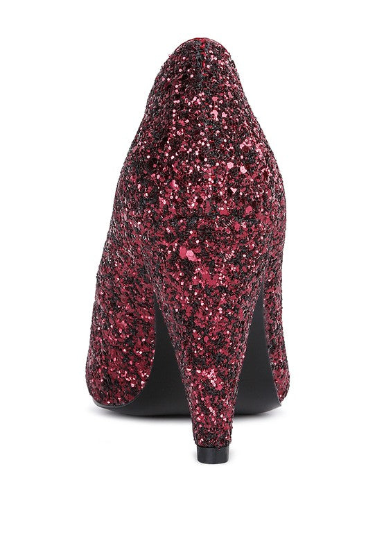 Sugar Plum - Glitter Conical Heel Pumps for women - Ashour Shoes