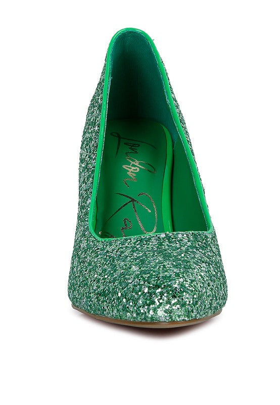 Sugar Plum - Glitter Conical Heel Pumps for women - Ashour Shoes