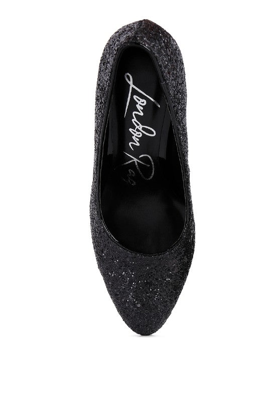 Sugar Plum - Glitter Conical Heel Pumps for women - Ashour Shoes