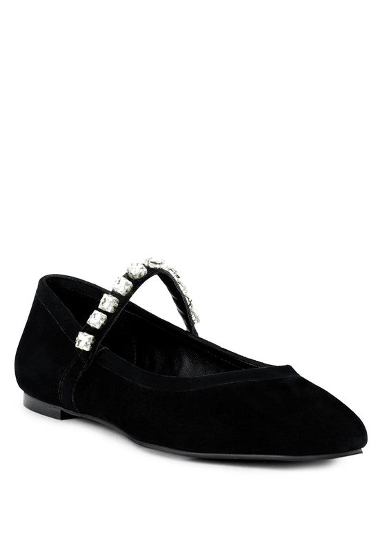 MaryJane - Fine Suede Ballet Flats For Women - Ashour Shoes