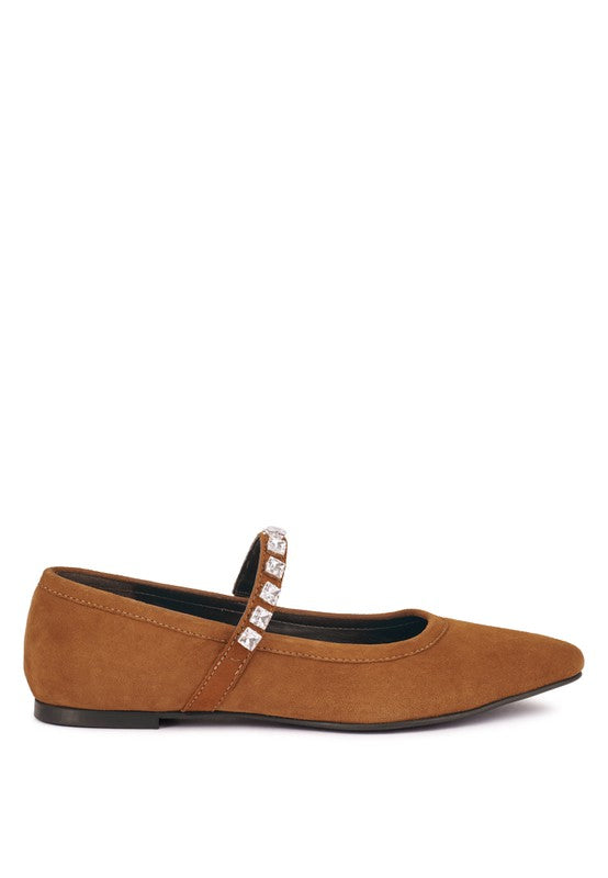 MaryJane - Fine Suede Ballet Flats For Women - Ashour Shoes