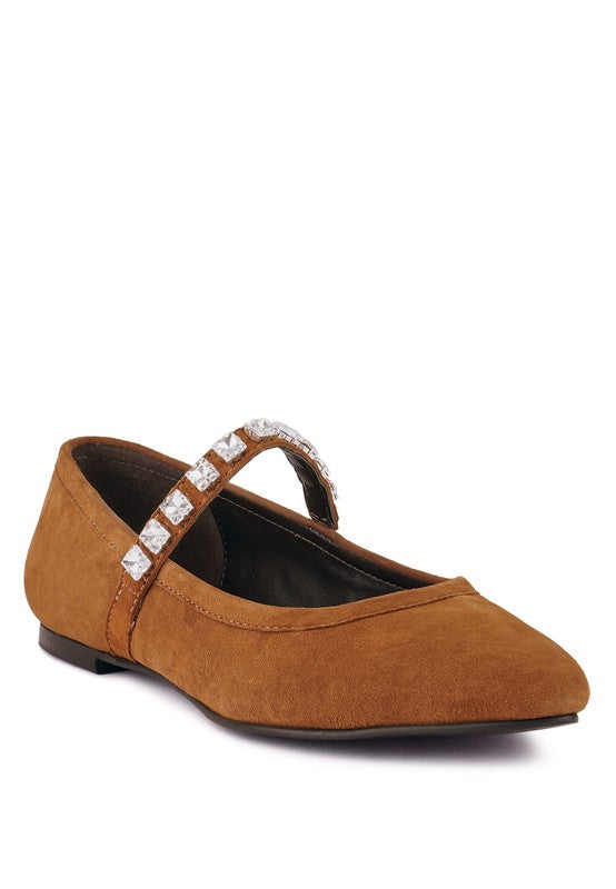 MaryJane - Fine Suede Ballet Flats For Women - Ashour Shoes