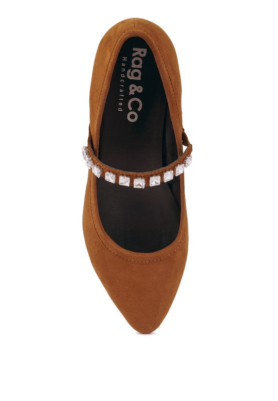 MaryJane - Fine Suede Ballet Flats For Women - Ashour Shoes