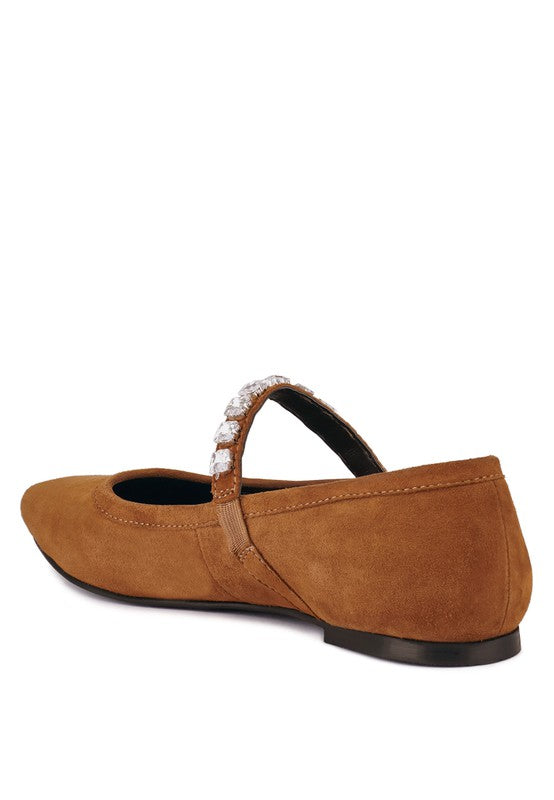 MaryJane - Fine Suede Ballet Flats For Women - Ashour Shoes