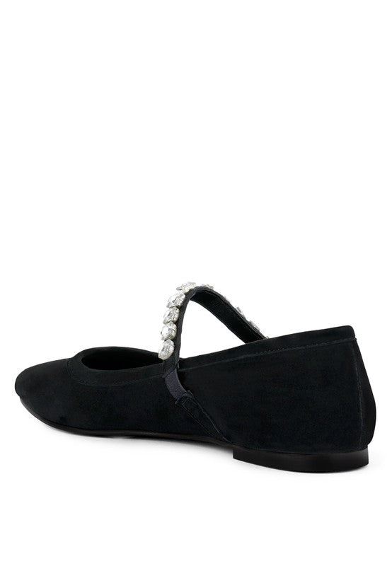 MaryJane - Fine Suede Ballet Flats For Women - Ashour Shoes