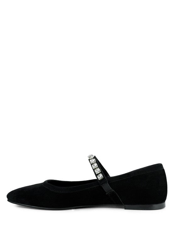 MaryJane - Fine Suede Ballet Flats For Women - Ashour Shoes