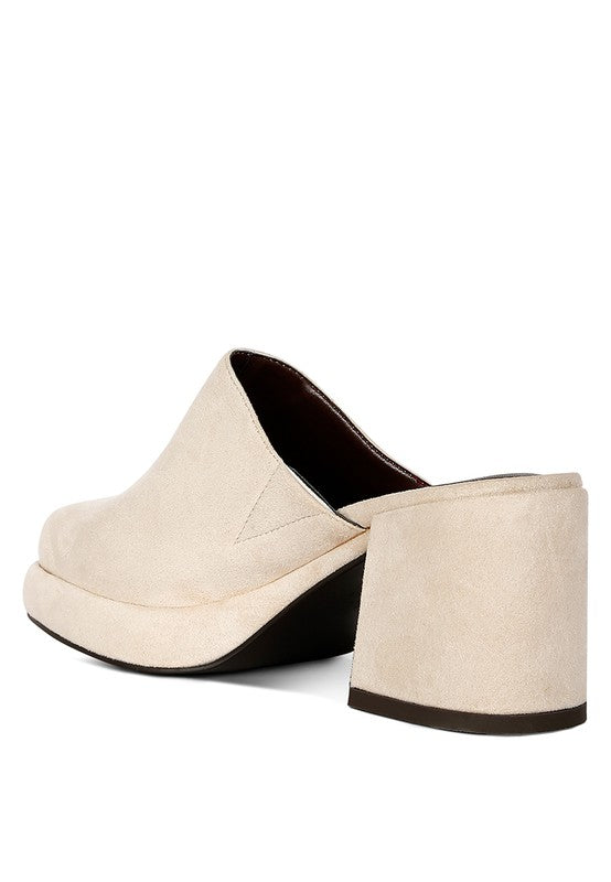 LAU - Suede Heeled Mule Sandals For Women - Ashour Shoes