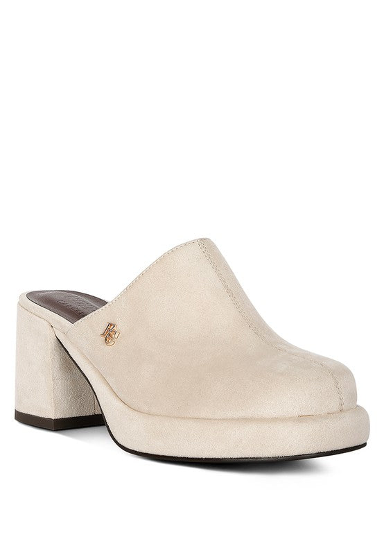 LAU - Suede Heeled Mule Sandals For Women
