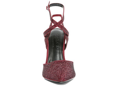 CHARMER - Red Rhinestone Stiletto Sandals For Women