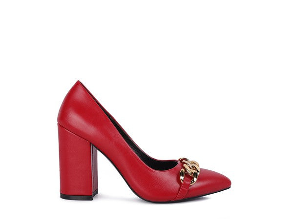 Majesty - Red High Block Heeled Pump Heels for women