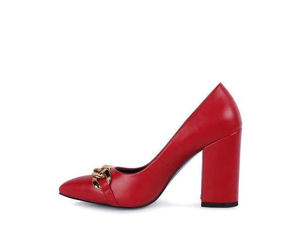Majesty - Red High Block Heeled Pump Heels for women