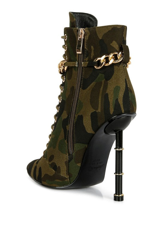 Moulin - Camouflage Stiletto Ankle Boots For Women