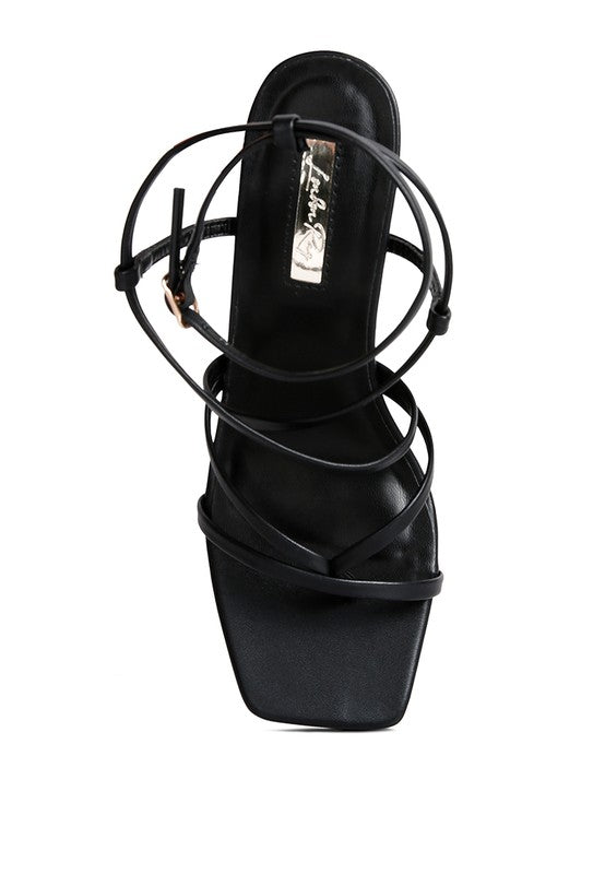 Peri Peri Metallic Strappy Mid Heel Sandal For Women