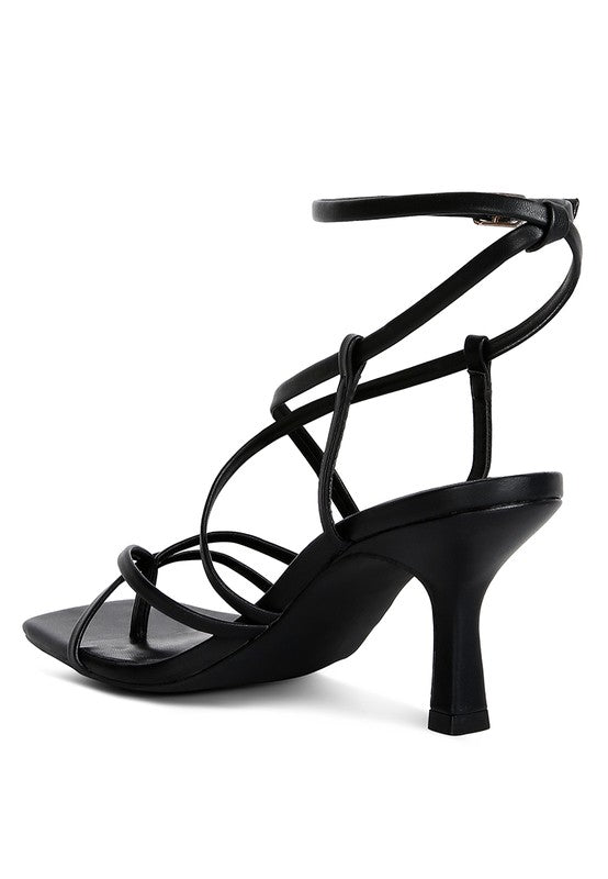 Peri Peri Metallic Strappy Mid Heel Sandal For Women